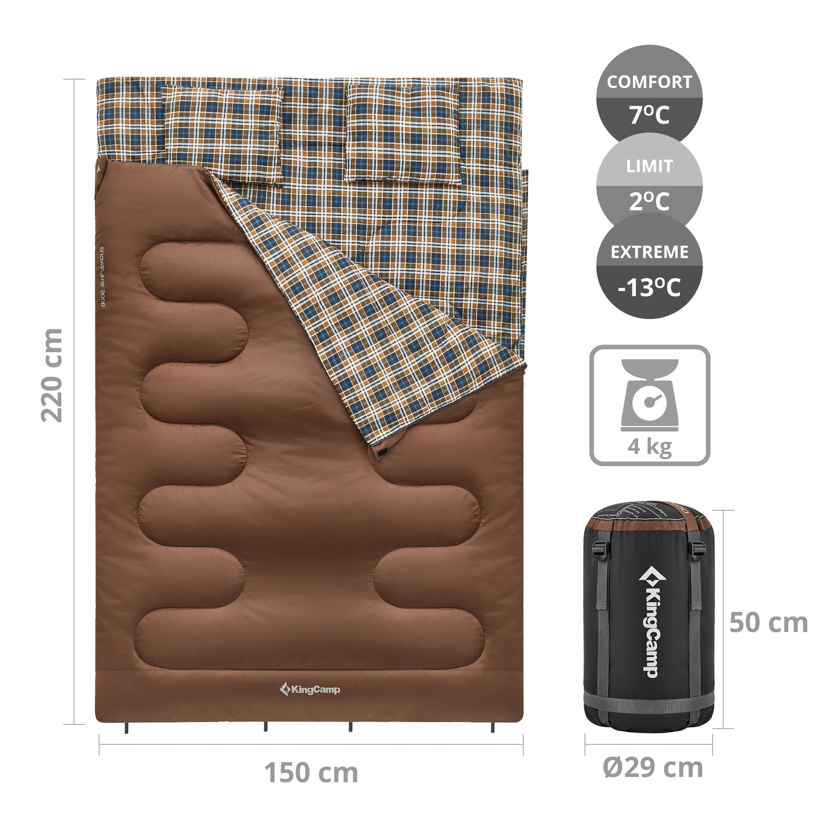 Doppelschlafsack Decke Snowflake 300D