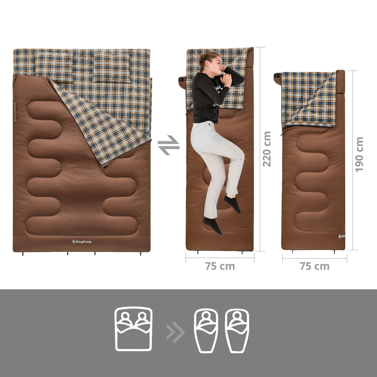 Double sleeping bag blanket Snowflake 300D