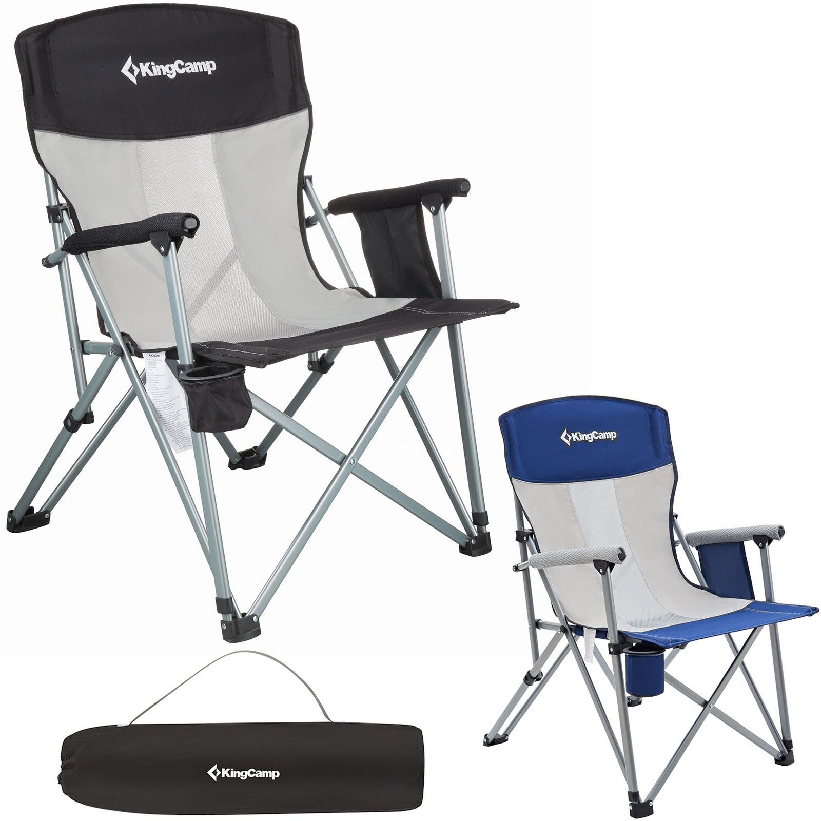 Chaise de camping avec accoudoirs rigides