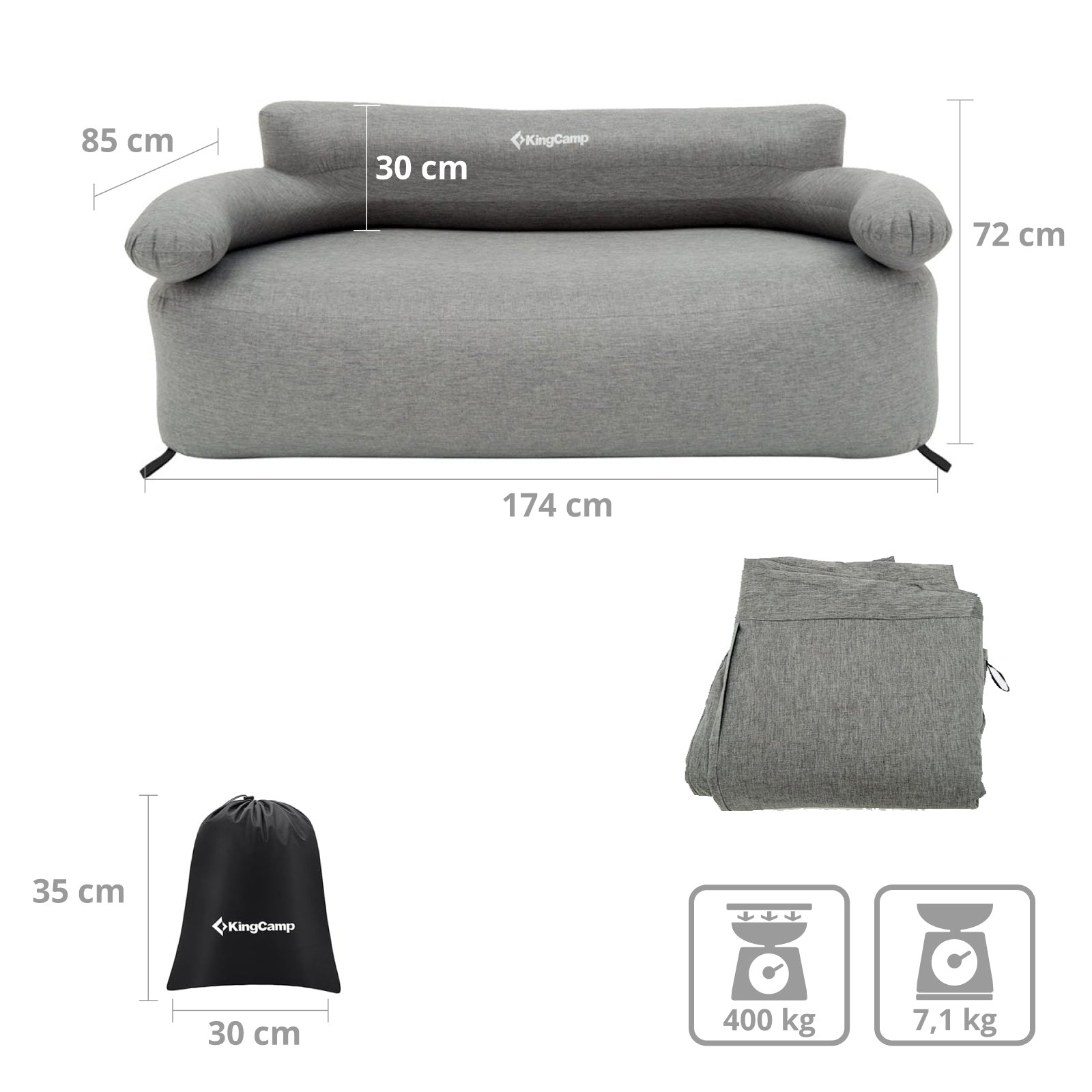 Campingbank Air Sofa Graniet