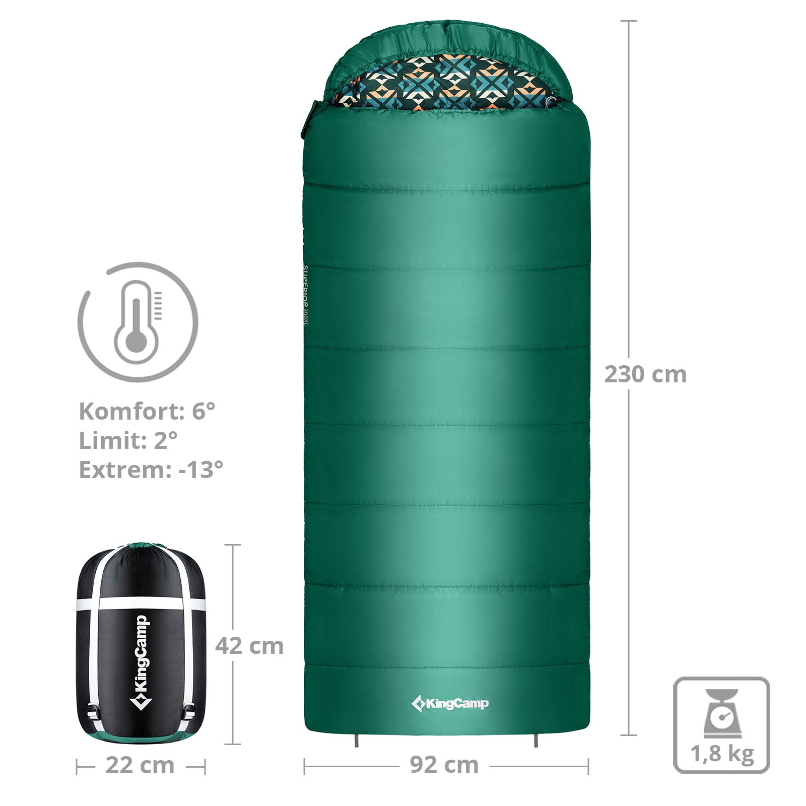 KingCamp Superior 300 XL mummy sleeping bag