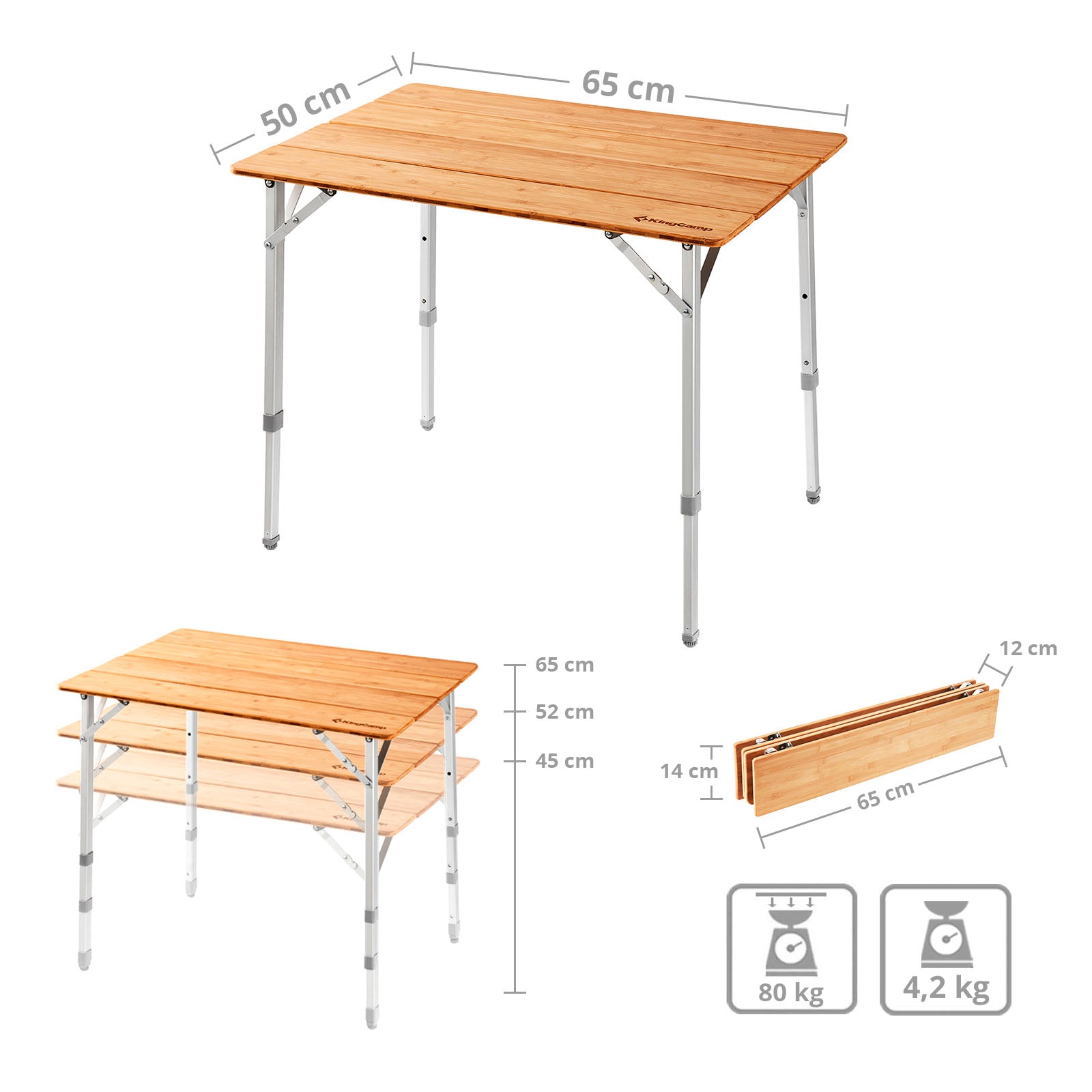 Table de camping KingCamp Bamboo Table S