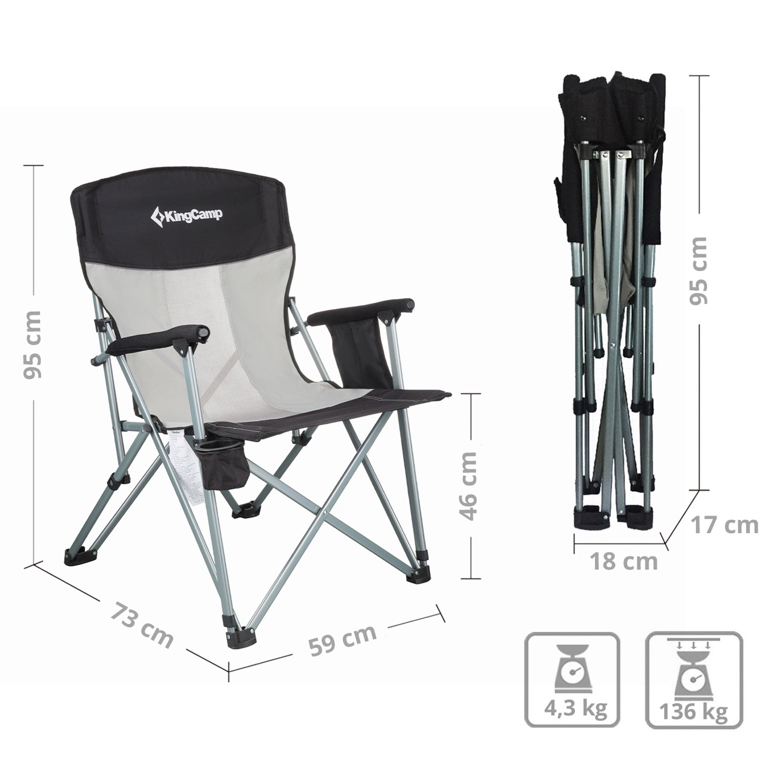 KingCamp Hard Armrest Chair Camping Chair