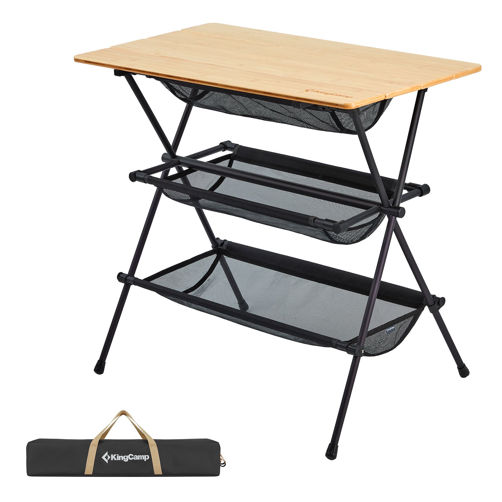 Table de camping KingCamp Bamboo Shelf Sahle