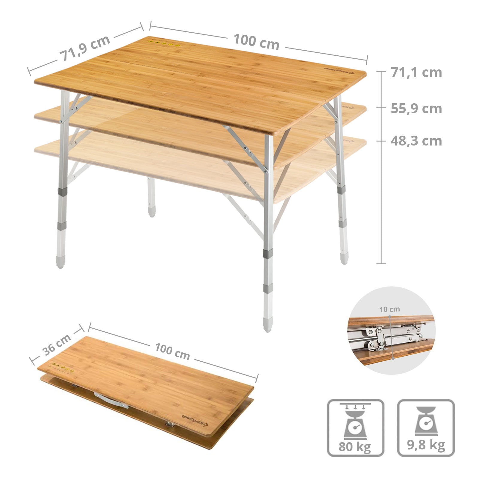 KingCamp Bamboo Family Table camping table