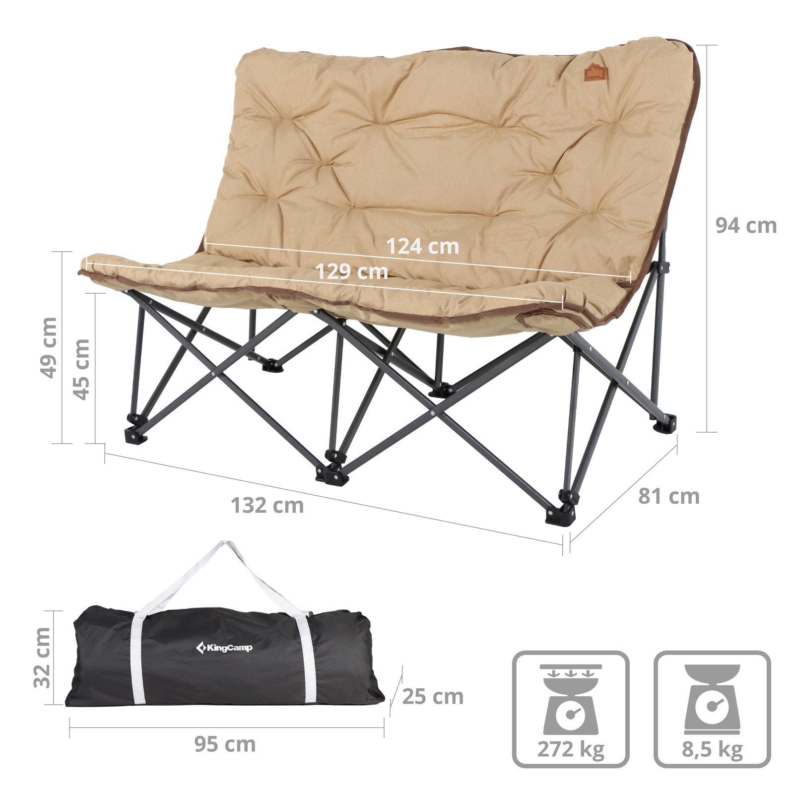 KingCamp Lindon Relax Canapé Chaise de Camping