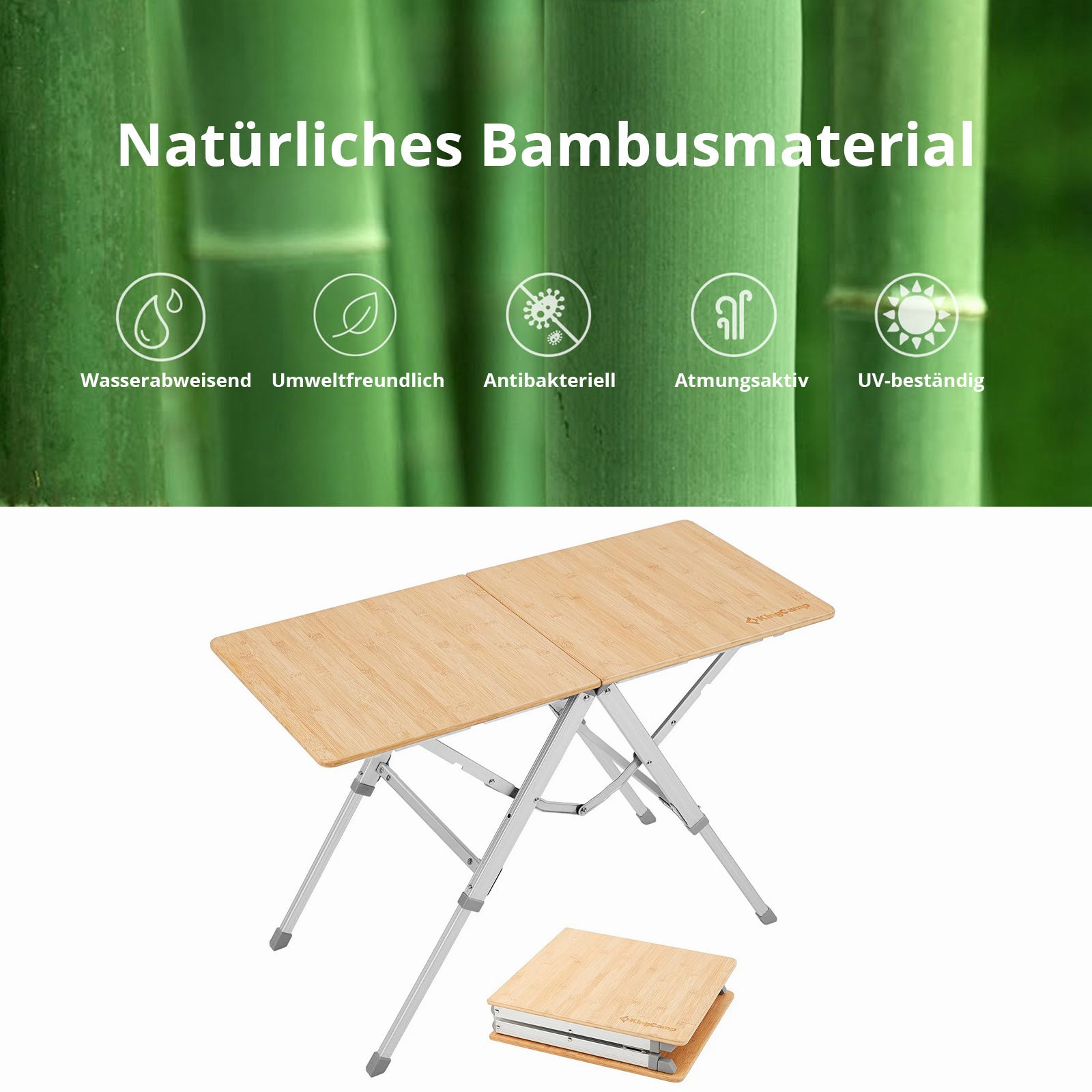 KingCamp Bamboo Duo camping table