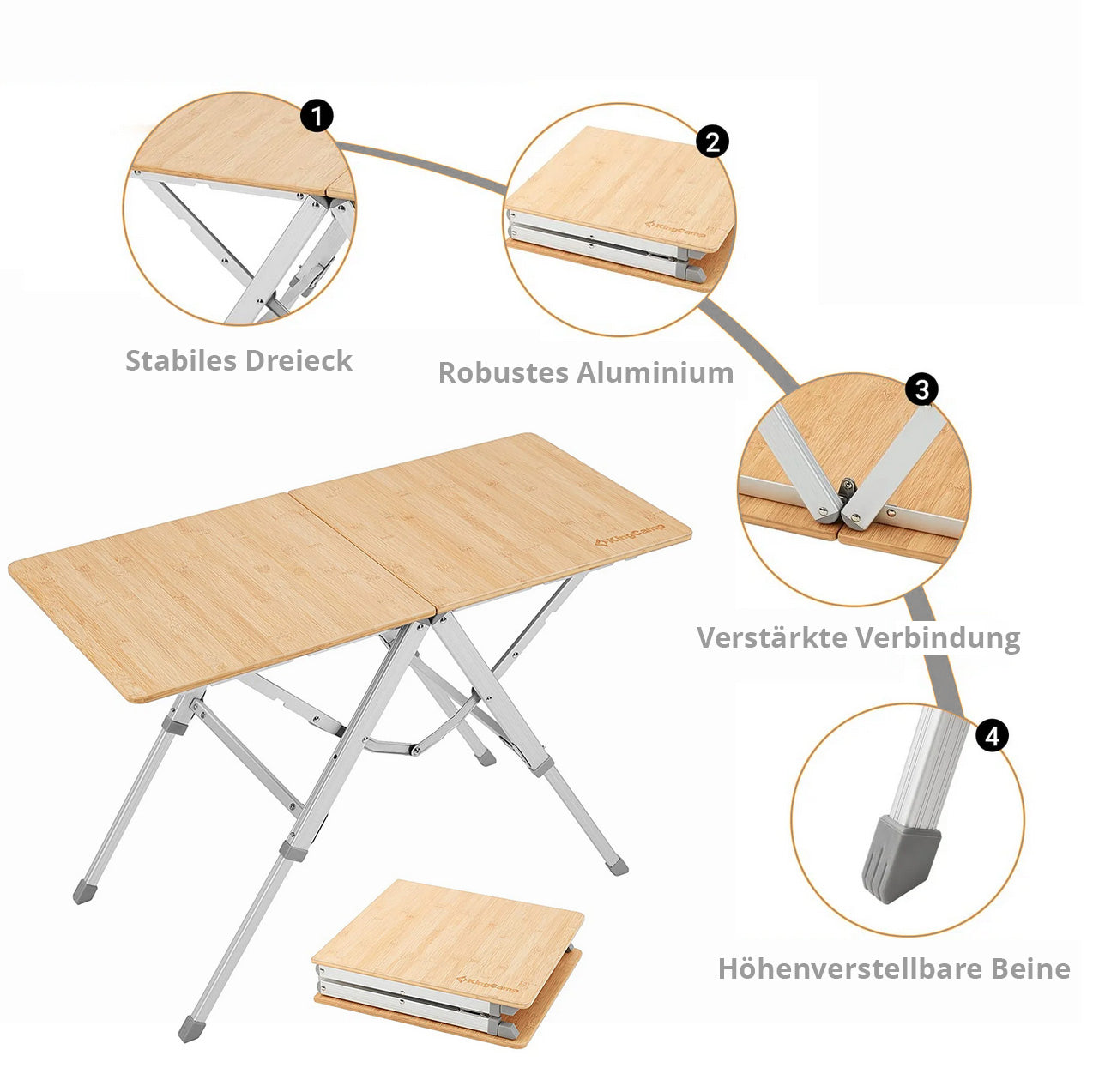 Table de camping KingCamp Bambou Duo