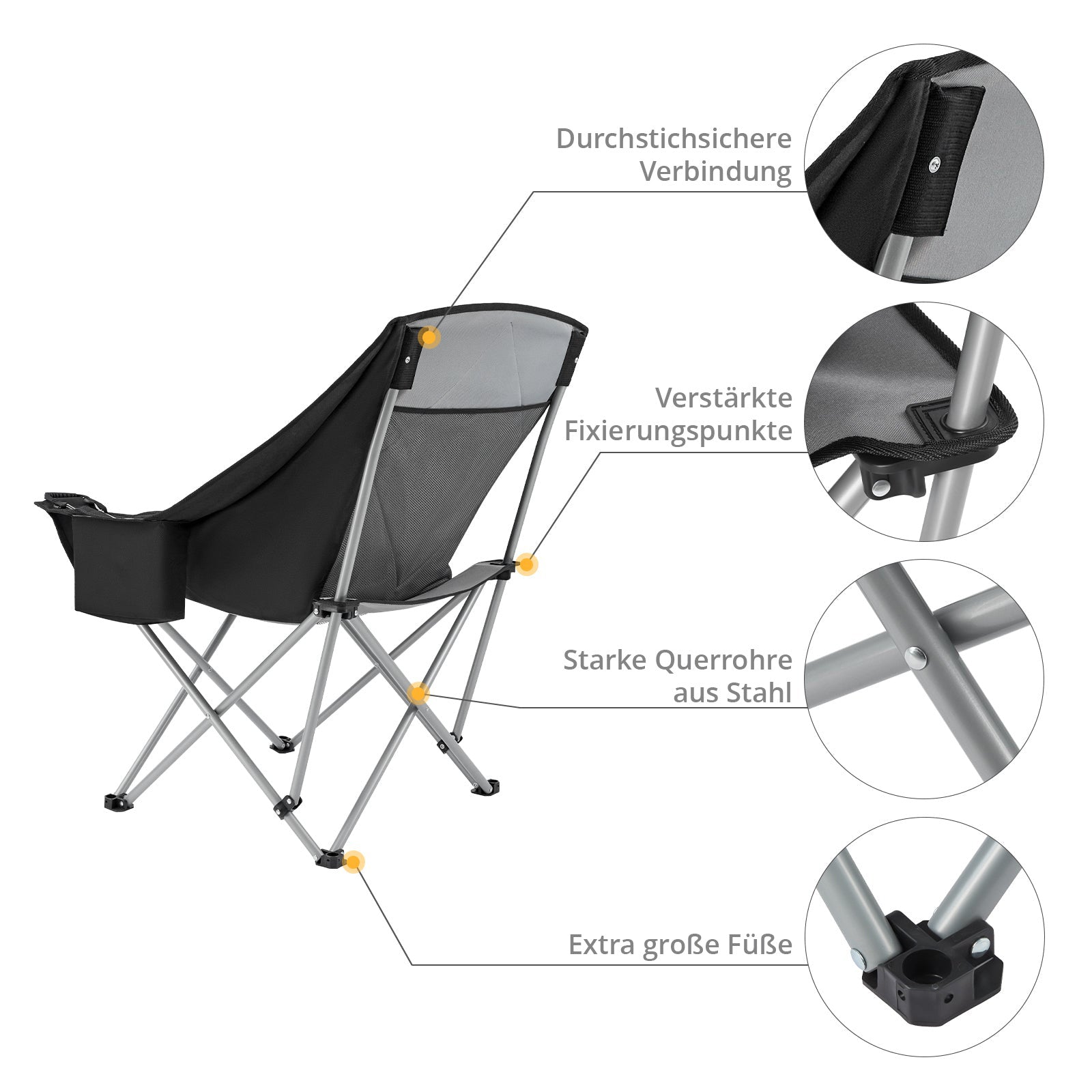 Campingstuhl Faltstuhl Relax Chair Campingsessel Klappstuhl Kühltasche 136 kg