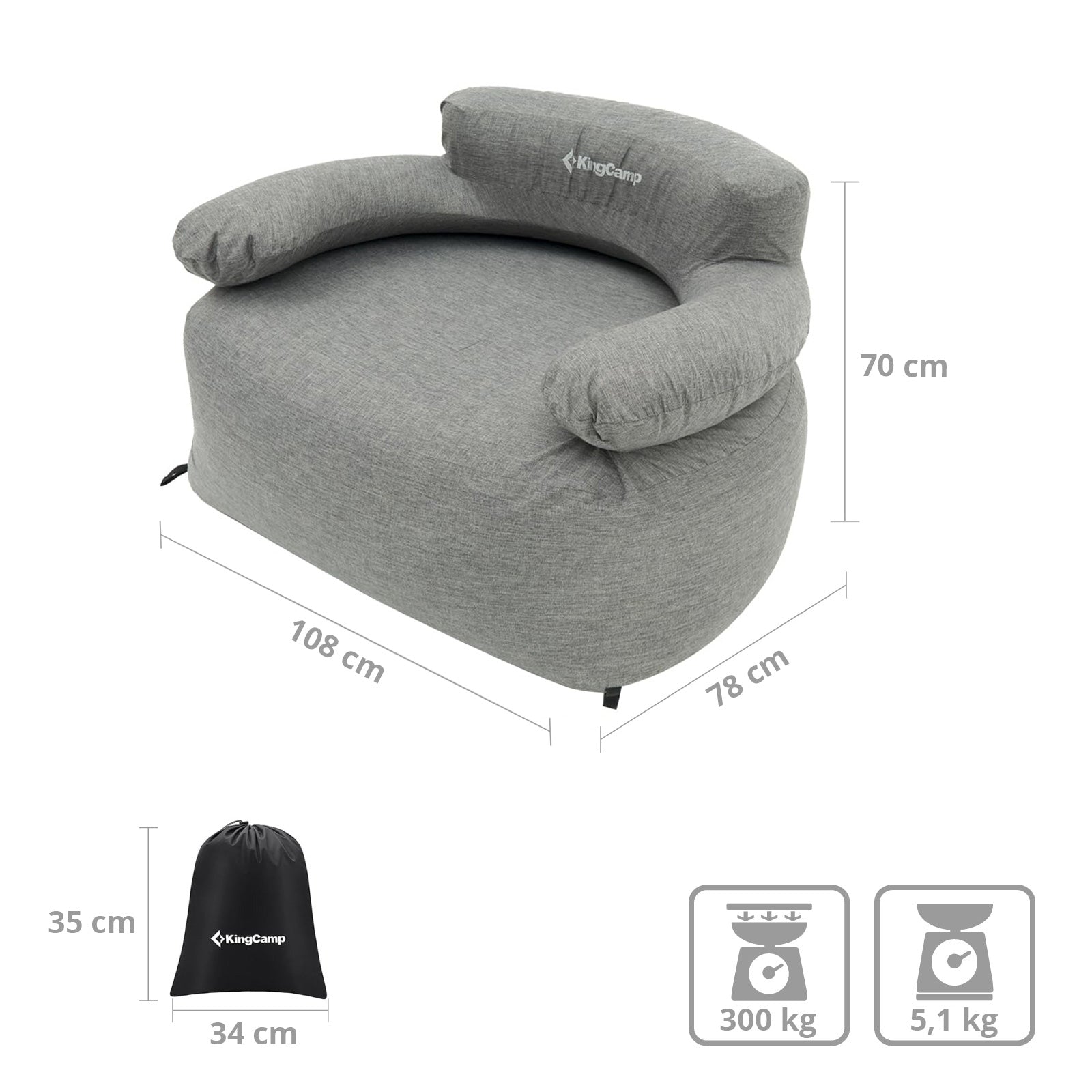 KingCamp Air Lounger Granite