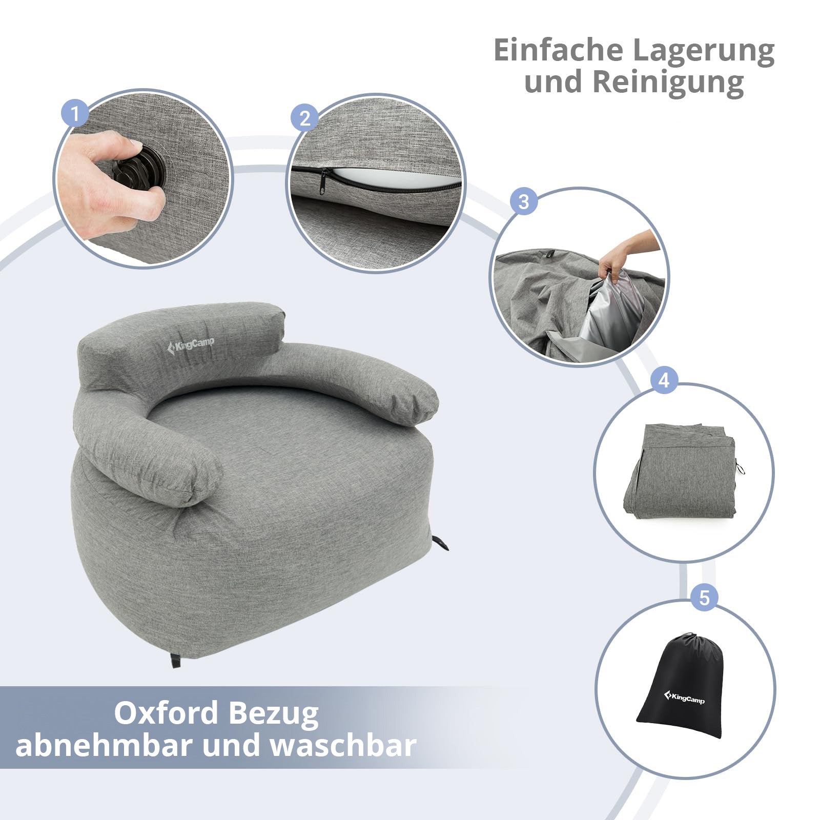 Chaise de camping en granit KingCamp Air Lounger