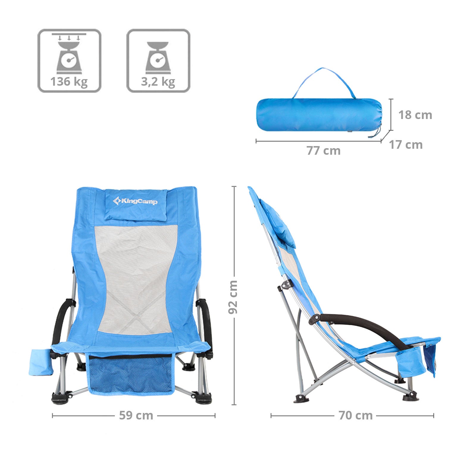 KingCamp High Beach Chair camping chair