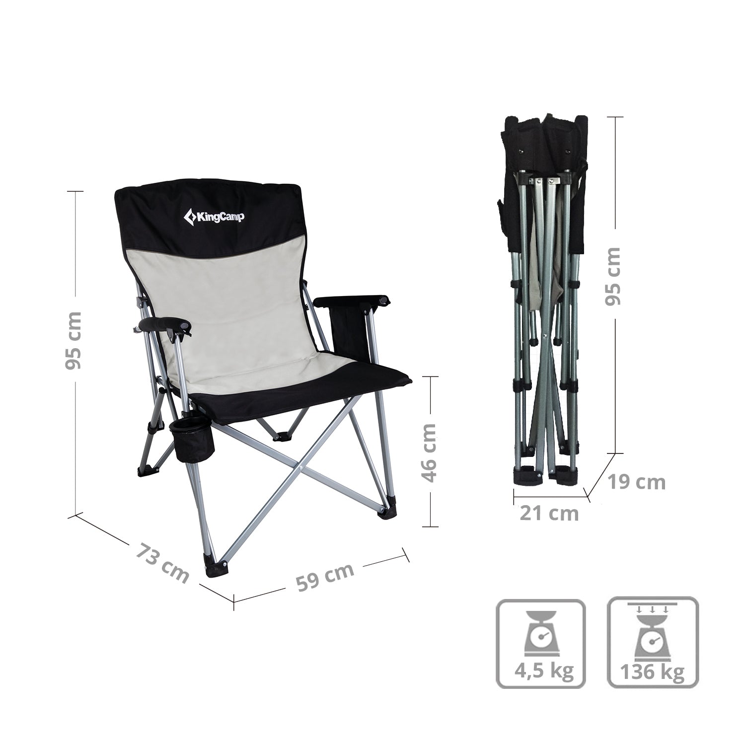 KingCamp Comfort Hard Armrest Chair Campingstuhl