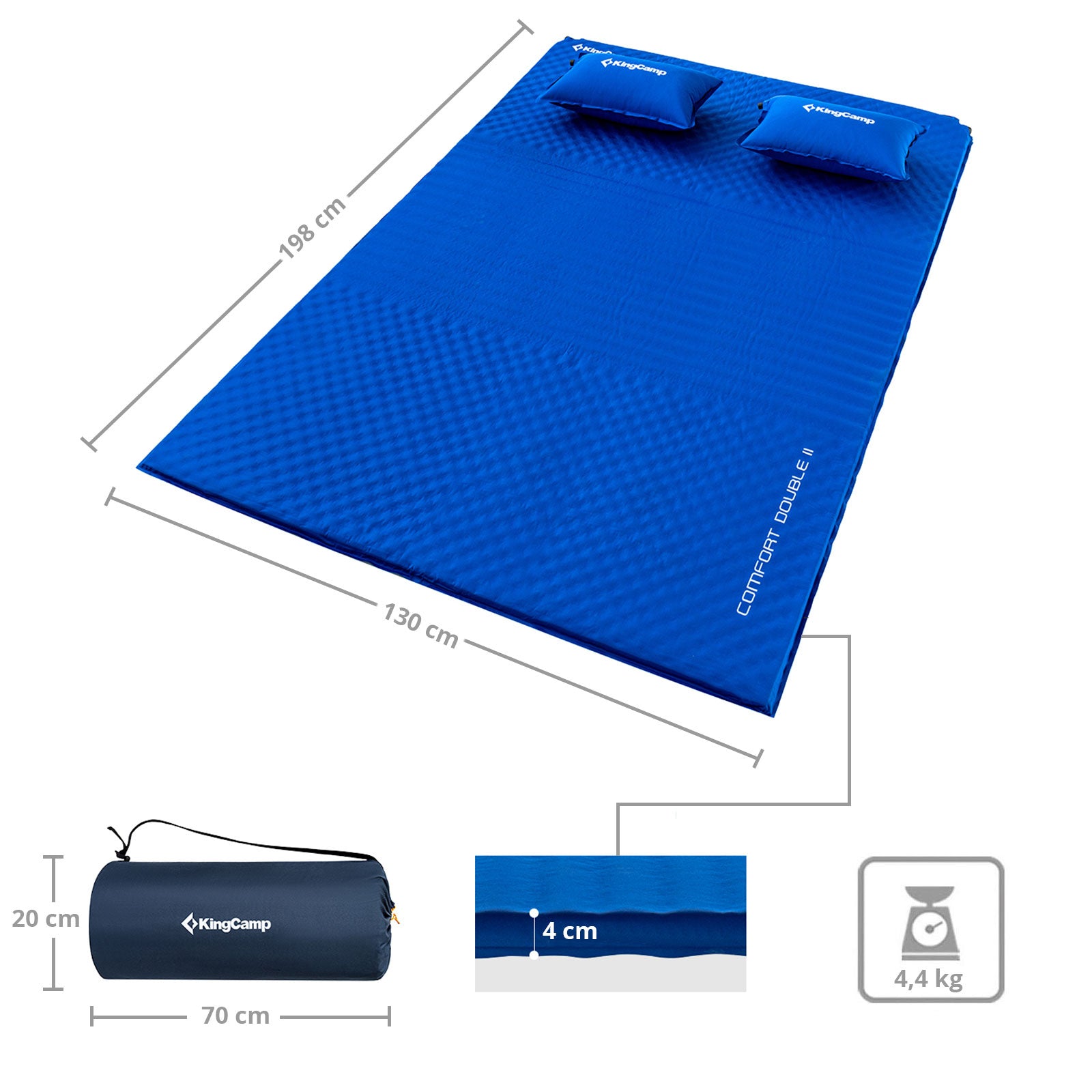 Matelas de couchage autogonflant KingCamp Comfort Double II